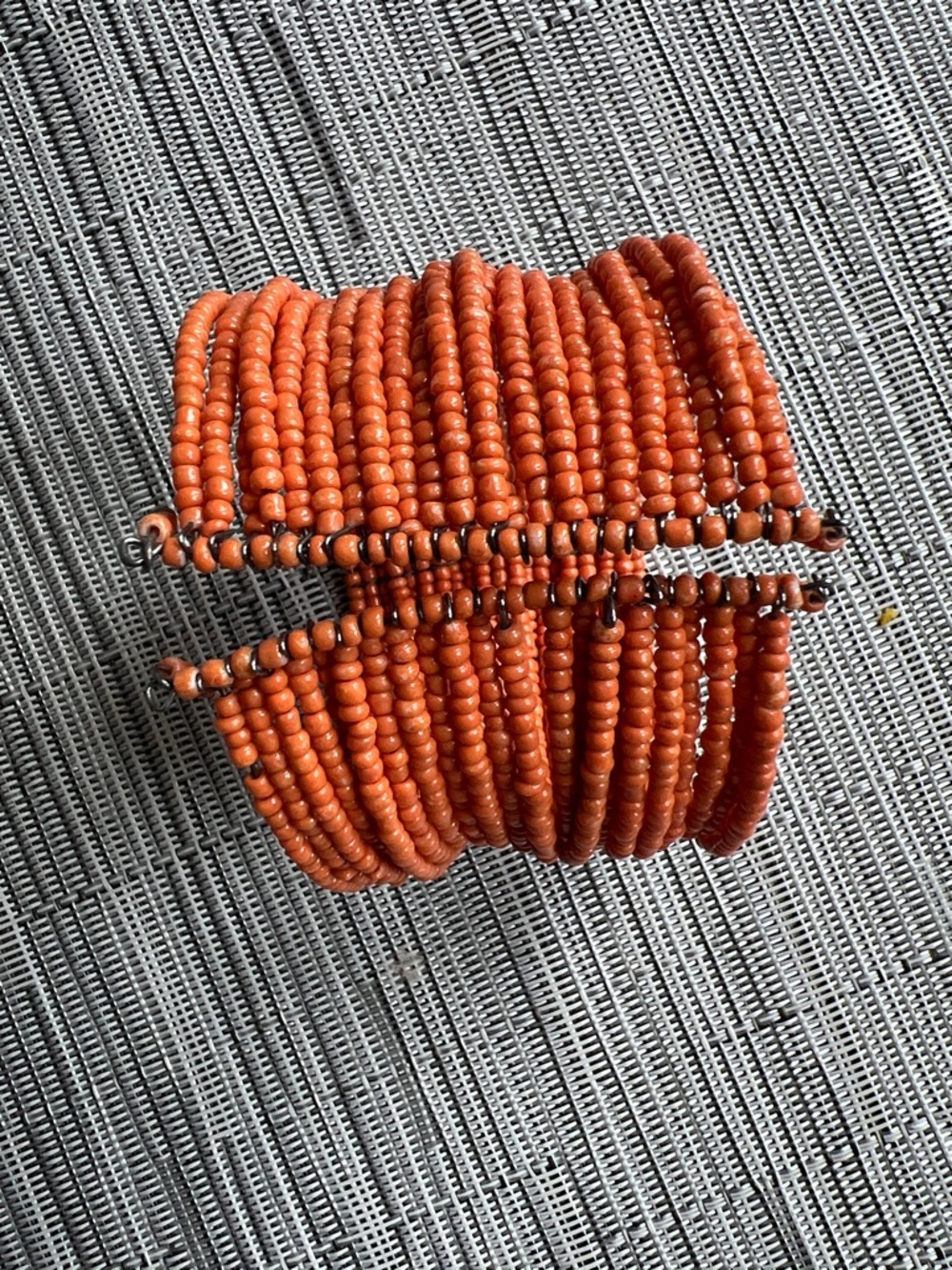 Bohemian Orange Multi-Strand Beaded Stretch Bracelet for Women